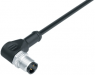 Sensor actuator cable, M12-cable plug, angled to open end, 3 pole, 2 m, PUR, black, 4 A, 77 4427 0000 50003-0200