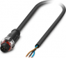 Sensor actuator cable, M12-cable plug, straight to open end, 3 pole, 1.5 m, PUR, black gray, 4 A, 1384594