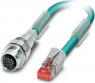 Network cable, M12-plug, straight to RJ45 plug, straight, Cat 5, SF/UTP, PUR, 0.25 m, blue