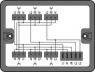 Distribution box, 3-ph to 1-ph current 400V, 230V, 1 input, 6 outputs, Cod. A, MIDI, MAXI, black
