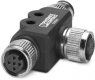 Adapter, M12 (5 pole, socket) to M12 (5 pole, plug), T-shape, 1256941