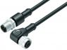 Sensor actuator cable, M12-cable plug, straight to M12-cable socket, angled, 3 pole, 1 m, PUR, black, 4 A, 77 3434 3429 50003-0100