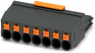 Socket header, 7 pole, pitch 6.35 mm, straight, black/orange, 1233125