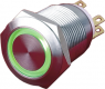 Pushbutton, 1 pole, silver, illuminated  (green), 5 A/250 V, mounting Ø 19 mm, IP65, PAV19BMFW2F6N