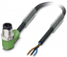 Sensor actuator cable, M12-cable plug, angled to open end, 3 pole, 5 m, PVC, black, 4 A, 1414449