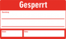 Label, text: "Gesperrt", (W) 50 mm, paper, 088.53-4-30X50-Z4