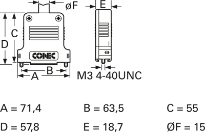 165X14539XE CONEC D-Sub Housings Image 2