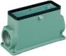 Bulkhead housing, size 16B, die-cast aluminum, 2 x M32, angled, central locking, IP65, 19300160282