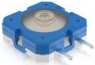 Short-stroke pushbutton, Form A (N/O), 100 mA/35 V, unlit , actuator (blue), 9.7 N, THT