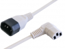 Extension line, International, C14-plug, straight on C13 jack, angled, H05Z1Z1-F3G1.0mm², white, 3 m