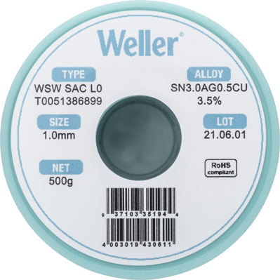 WSW SAC L0 1MM 500G Weller Solder Wires Image 3