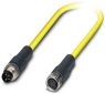 Sensor actuator cable, M8-cable plug, straight to M8-cable socket, straight, 4 pole, 0.5 m, PVC, yellow, 4 A, 1406194