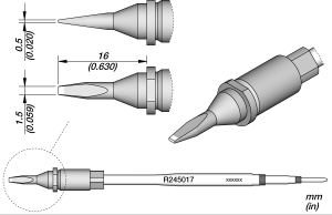 Soldering tip, Chisel shaped, (T x W) 0.5 x 16 mm, R245017