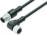 Sensor actuator cable, M12-cable plug, straight to M12-cable socket, angled, 5 pole, 1 m, PUR, black, 4 A, 77 3434 3429 50005-0100