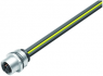 Sensor actuator cable, M12-flange socket, straight to open end, 4 pole + PE, 0.2 m, CuZn, 12 A, 09 0702 700 05