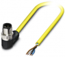 Sensor actuator cable, M12-cable plug, angled to open end, 4 pole, 10 m, PVC, yellow, 4 A, 1406235