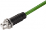 Sensor actuator cable, M12-cable socket, straight to open end, 4 pole, 6.5 m, green, 4 A, 1380670000