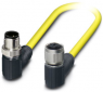 Sensor actuator cable, M12-cable plug, angled to M12-cable socket, angled, 4 pole, 0.5 m, PVC, yellow, 4 A, 1406183
