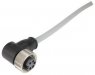 Sensor actuator cable, 7/8"-cable socket, angled to open end, 4 pole, 10 m, PVC, gray, 21349900495100