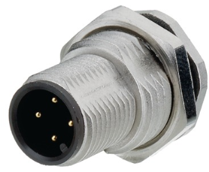 Panel plug, M12, 5 pole, THT, screw locking, straight, 09 3441 550 05