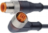 Sensor actuator cable, M12-cable plug, straight to M12-cable socket, angled, 5 pole, 8 m, PUR, black, 4 A, 29500