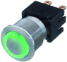 Pushbutton switch, 1 pole, silver, illuminated  (blue), 12 A/250 V, mounting Ø 19.1 mm, IP65, 1241.6824.1114000