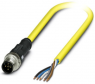 Sensor actuator cable, M12-cable plug, straight to open end, 5 pole, 10 m, PVC, yellow, 4 A, 1406157