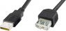 USB 2.0 extension line, USB plug type A to USB socket type A, 3 m, black