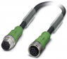 Sensor actuator cable, M12-cable plug, straight to M12-cable socket, straight, 8 pole, 1.5 m, PVC, black, 2 A, 1415739