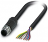 Sensor actuator cable, M12-cable plug, straight to open end, 8 pole, 2 m, PE-X, black, 2 A, 1407271