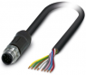 Sensor actuator cable, M12-cable plug, straight to open end, 8 pole, 5 m, PE-X, black, 2 A, 1407272