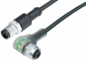 Sensor actuator cable, M12-cable plug, straight to M12-cable socket, angled, 3 pole, 2 m, PUR, black, 4 A, 77 3634 3429 50003-0200