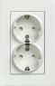 German schuko-style double socket outlet, white, 16 A/250 V, Germany, IP20, 5UB2213-3KK