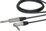 Audio connecting cable, 6.35 mm-mono plug, straight to 6.35 mm-stereo plug, angled, 3 m, nickel-plated, black