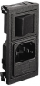 Plug C14, 3 pole, snap-in, plug-in connection, black, BZV01/A0620/10