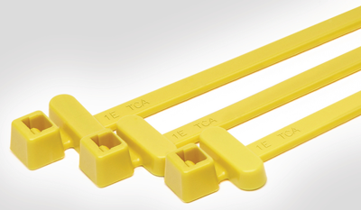 Cable tie with integrated RFID transponder, high frequency 13.56 MHz, PA, (L x W) 200 x 4.6 mm, bundle-Ø 1.5 to 50 mm, yellow, -25 to 85 °C, 111-01639