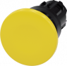 Mushroom pushbutton, unlit, groping, waistband round, yellow, mounting Ø 22.3 mm, 3SU1000-1BD30-0AA0