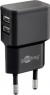 USB socket charger, Euro plug to 2x USB-A socket, 2.4 A, black