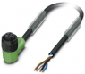 Sensor actuator cable, M12-cable socket, angled to open end, 4 pole, 5 m, PUR, black, 4 A, 1442735