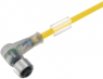 Sensor actuator cable, M12-cable socket, angled to open end, 4 pole, 1.5 m, PUR, yellow, 4 A, 1092950150