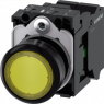 Pushbutton, yellow, illuminated  (yellow), mounting Ø 22.3 mm, IP20/IP66/IP67/IP69/IP69K, 3SU1102-0AB30-3BA0