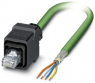 Network cable, RJ45 plug, straight to open end, Cat 5e, SF/TQ, PUR, 5 m, green