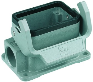 Bulkhead housing, size 6B, die-cast aluminum, 2 x PG16, angled, longitudinal bow locking, IP65, 09300061291