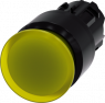 Mushroom pushbutton, illuminable, latching, waistband round, yellow, mounting Ø 22.3 mm, 3SU1001-1AA30-0AA0