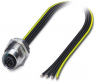 Sensor actuator cable, M12-flange socket, straight to open end, 4 pole, 0.5 m, 12 A, 1424133