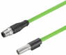 Sensor actuator cable, M12-cable plug, straight to M12-cable plug, straight, 4 pole, 0.5 m, PUR, green, 4 A, 2451110050