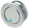 Pushbutton, 1 pole, silver, illuminated  (blue), 0.125 A/48 V, mounting Ø 19 mm, IP67, 1241.2859