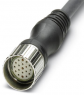 Sensor actuator cable, M23-cable socket, straight to open end, 19 pole, 10 m, PUR, black, 1684069