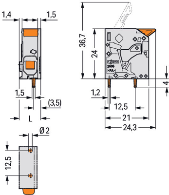 2606-1101/000-016 WAGO PCB Terminal Blocks Image 2