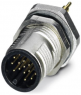 Plug, M12, 17 pole, solder pins, screw locking, straight, 1437119